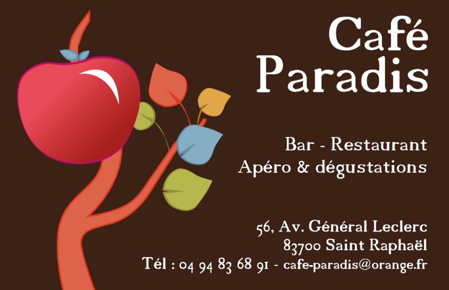 Café Paradis , bar restauirant - logo , charte graphique